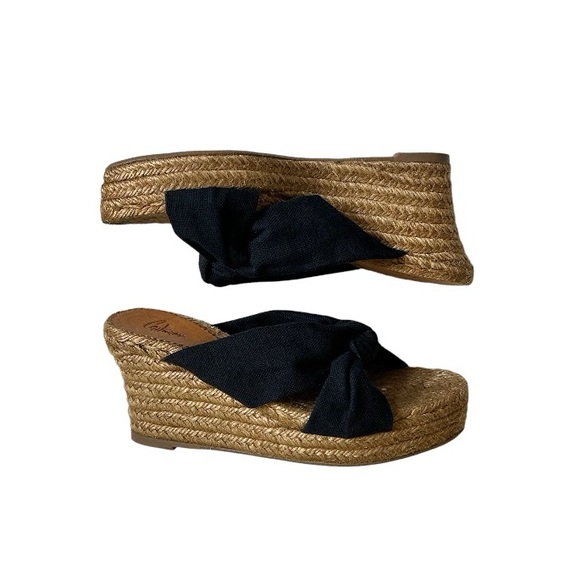 Castaner Black Canvas Knot Espadrille Wedge Sandals Size 6.5 - Picture 5 of 9